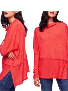 Free People Red Londontown Thermal Top, XS